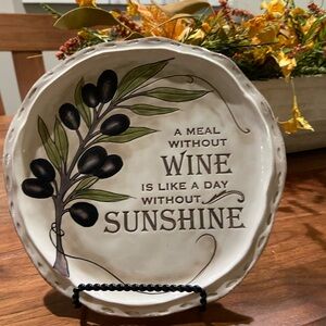 Decorative Olive Plate with Quote